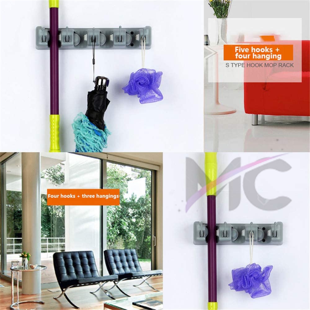 Gantungan Sapu dan Pel Tempel Dinding Tembok 5 Slot Mop Hanger Broom Holder Wall Mounted Premium