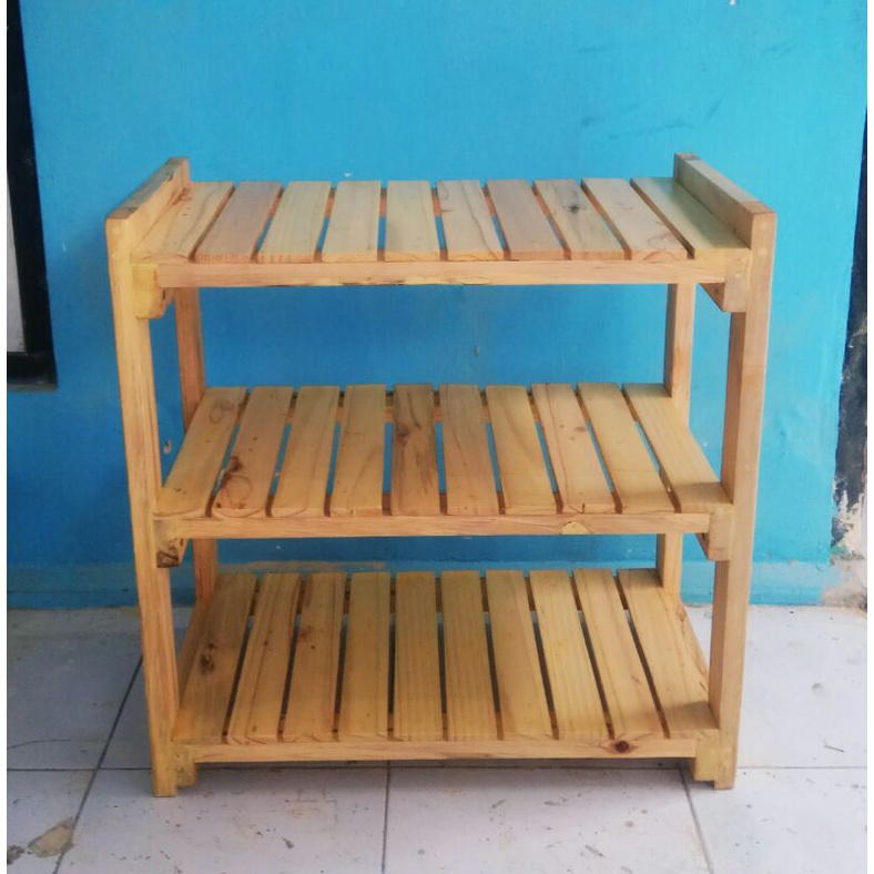 Rak Sepatu kayu Jati Belanda / Pinus