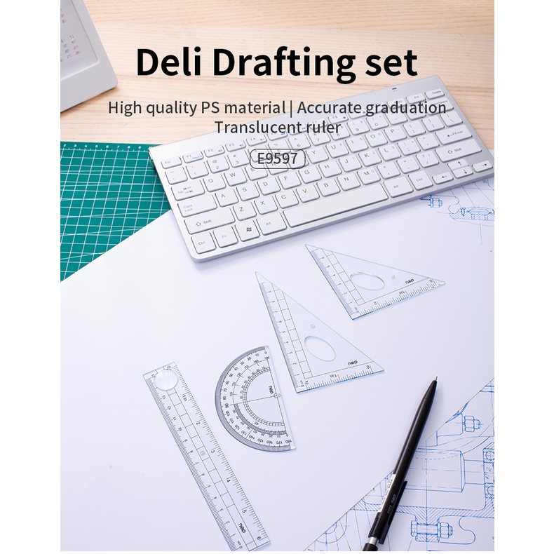 

Penggaris Drafting Set 15cm Deli isi 4 pcs - E9597