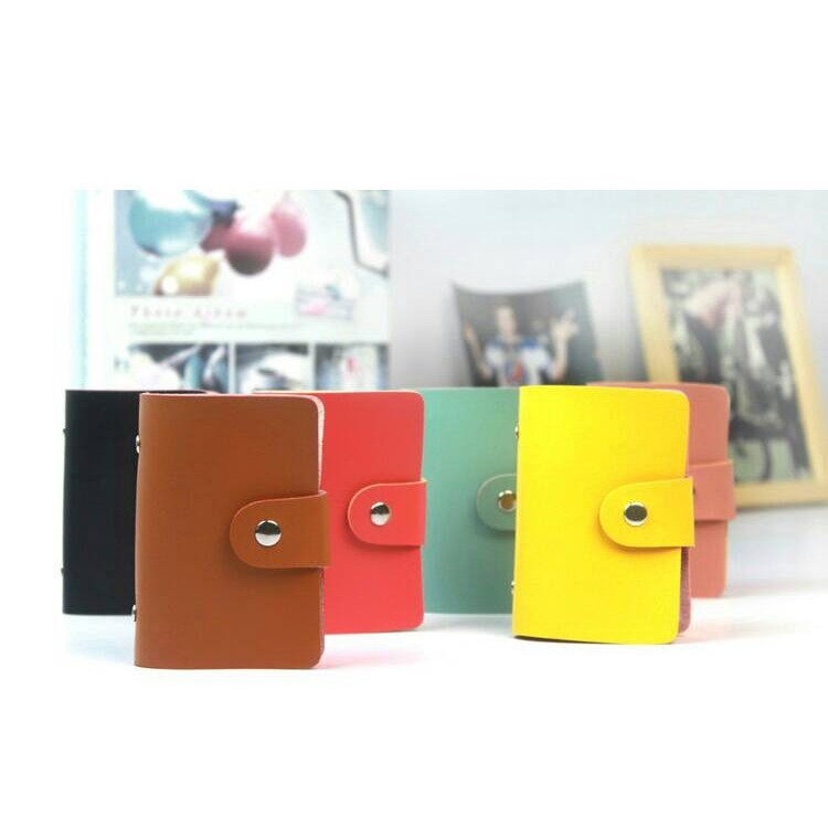 Dompet Kartu Kulit Polos Warna Warni - Card Wallet isi 24 slot Simpan ATM Card ID