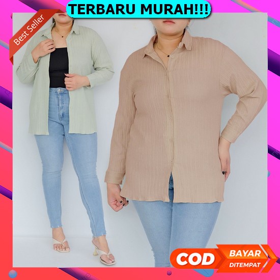 [ Cod ] Kemeja Catur Oversize / Kemeja Lengan Panjang / Kemeja Wanita Terlaris / Kemeja Catur Kotak 