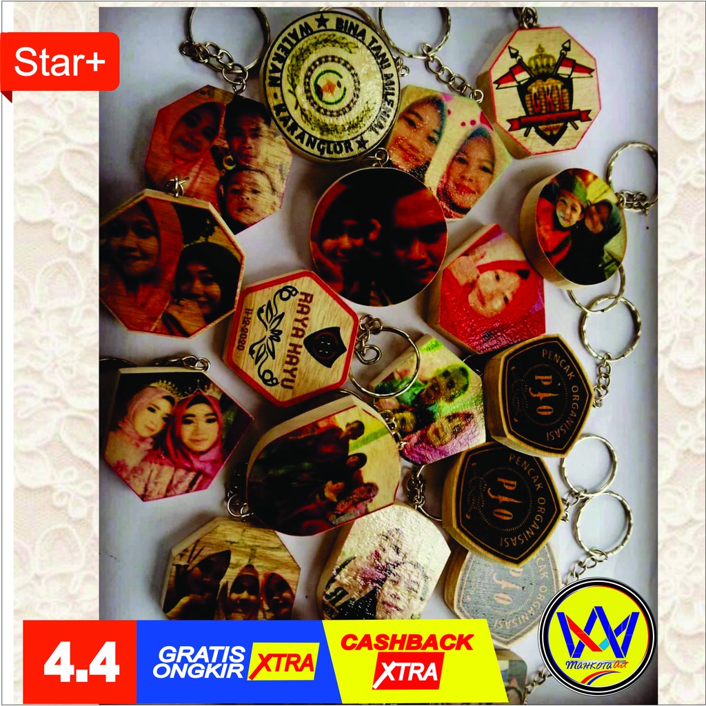 GANTUNGAN KUNCI CUSTOM ganci kayu tebal 1,5cm custom foto dan logo