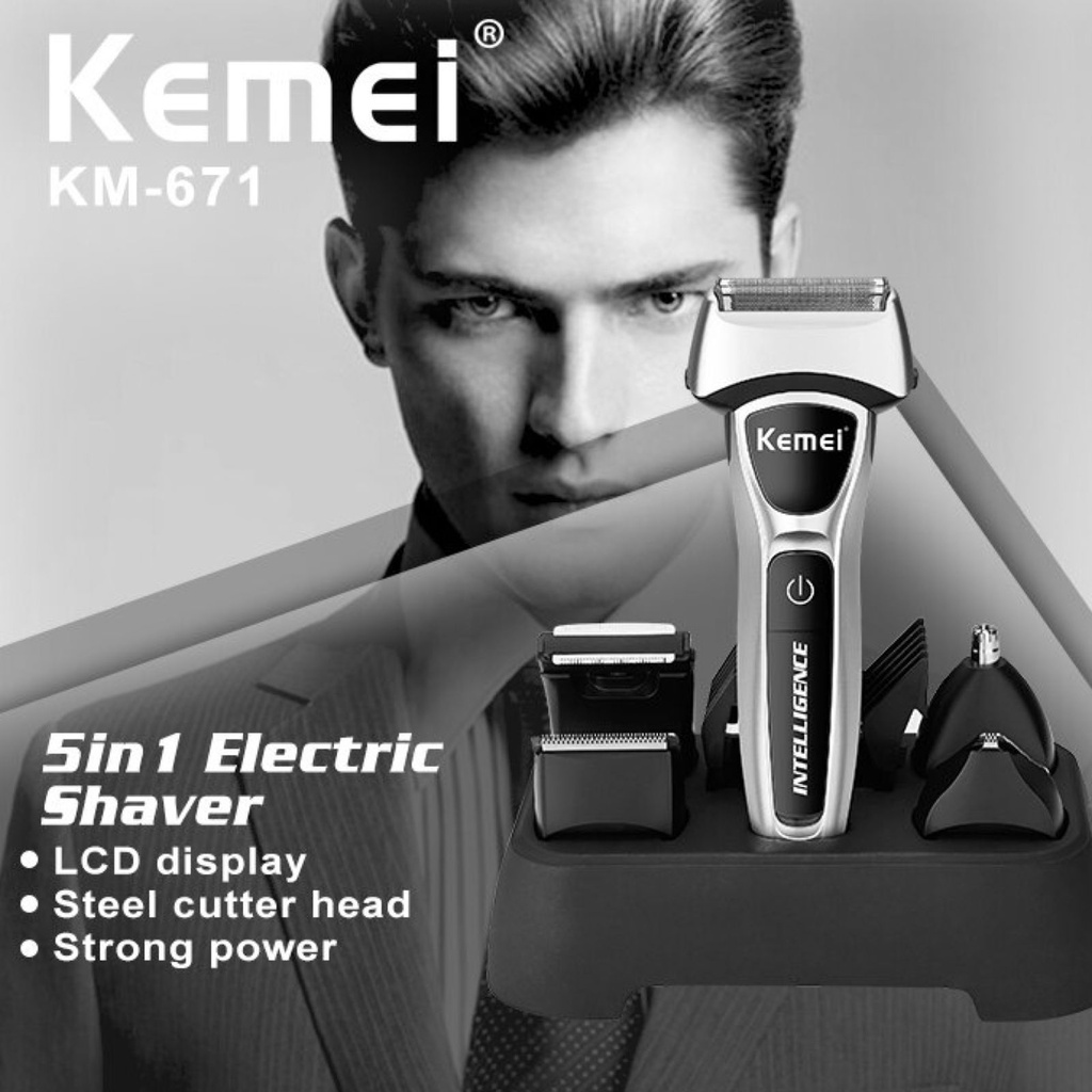 Kemei Alat Cukur Rambut Multifungsi Hair Clipper Grooming Kit Serbaguna Mesin Cukuran Jenggot Kumis Bulu Hidung Rambut KM 671