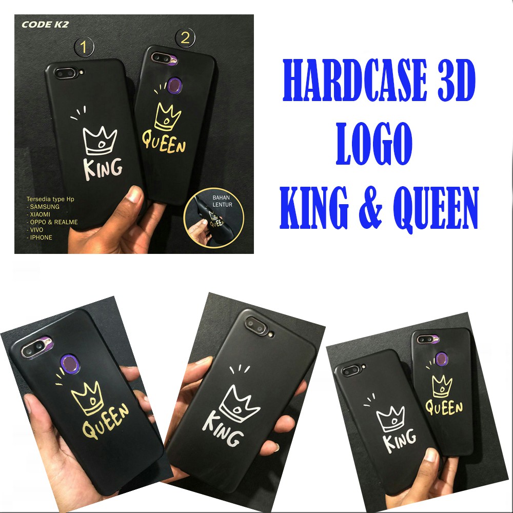 HARDCASE3D LOGO KING & QUEEN TYPE OPPO A3S,A5S,A1K,F3,F1S