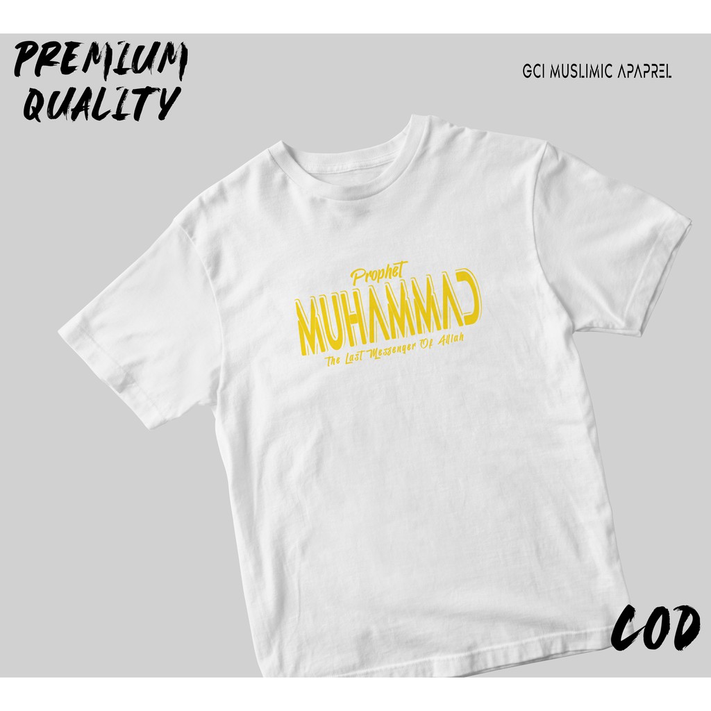 Kaos Dakwah Pria Lengan Pendek Desain Nabi Muhammad Saw - Putih