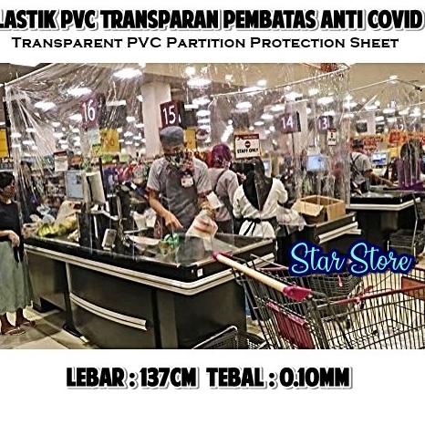 [SKU : D6GBY] Plastik Mika PVC Bening Pembatas Sekat Penghalang Covid 137cm 0.10mm