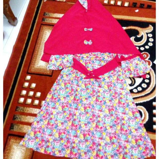 gamis syar'i anak motif bunga kecil
