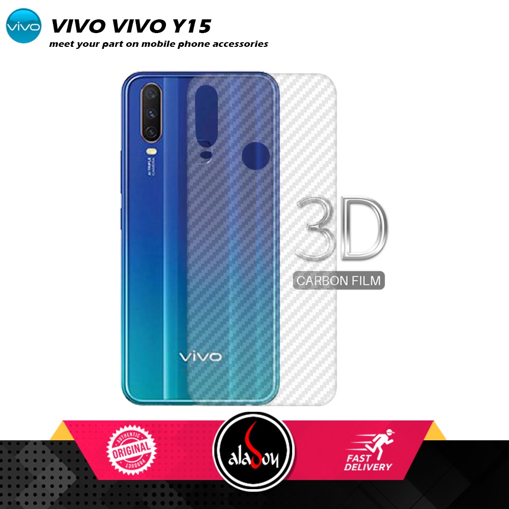 Case VIVO Y15 Armor Fushion Transparent Casing + Tempered Glass Full Layar dan Skin Carbon