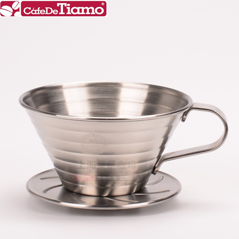 Tiamo Dripper Coffee Wave Stainlees Steel HG5049 dan HG5050 Coffee Dripper 1-2 Cups - 2-4 Cups V60