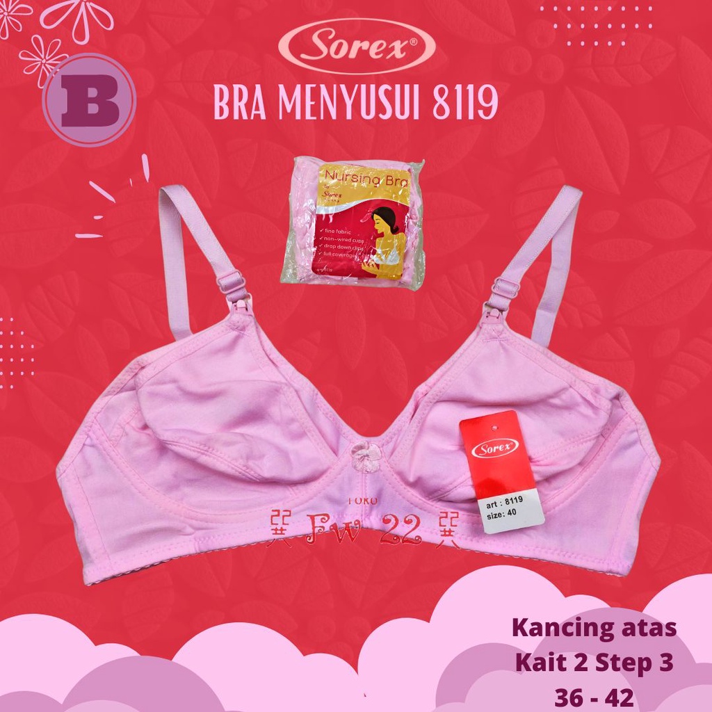 BH Menyusui Sorex 8119 Bahan Full Katun tanpa Kawat dan Busa