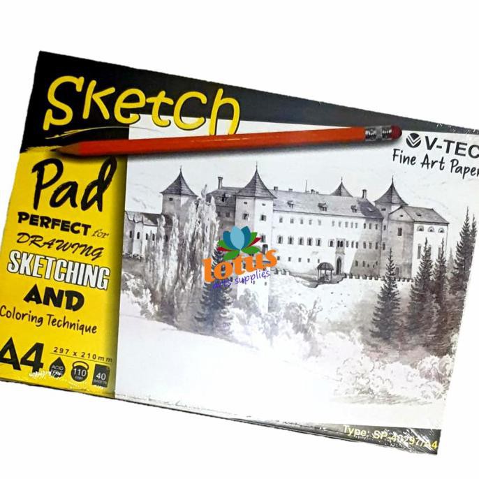 

(PERALATAN MENGGAMBAR) V-TEC DRAWING SKETCH PAD A4 110GSM 40SHEETS DRAWING SKETCHING COLORING SALE