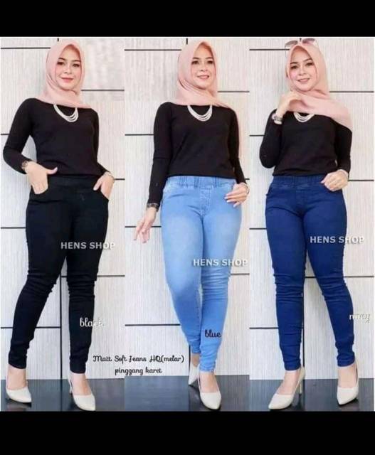 (BISA COD) Celana legging Jeans polos wanita (Softjeans)