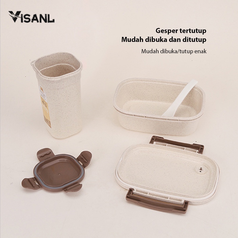 Lunch Box + Cangkir Sup  / Kotak makan Free Sendok/Anti Bocor/Mangkuk sup Portable Set