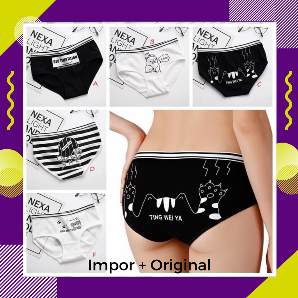 Celana Dalam Wanita / Pakaian Dalam Wanita / Celana Dalam Wanita Brief Motif Kartun Lucu C180