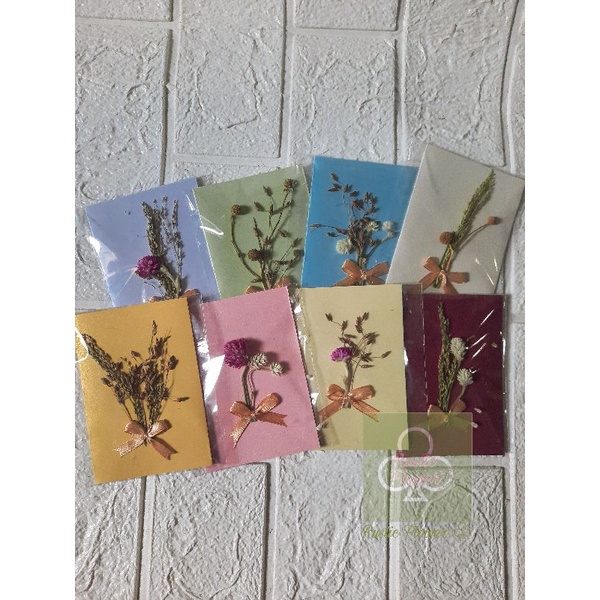 (NO MINIMAL ORDER) Greeting Card Rustic BESAR Kartu Ucapan Gliter Warna-warni Bunga Kering Isian Gif