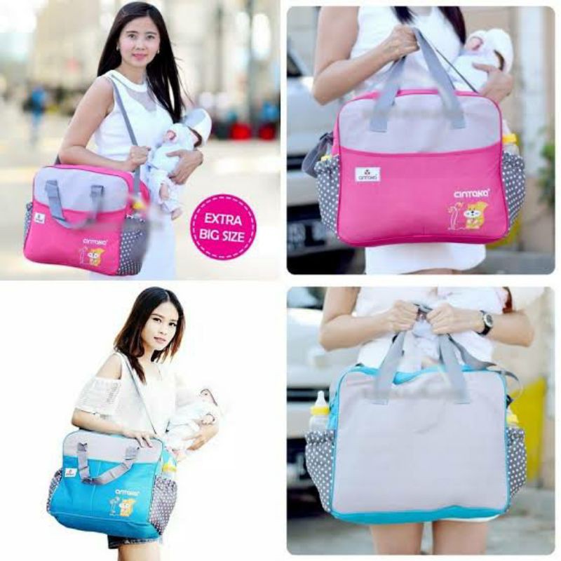 Tas bayi ( diaper bag ) ukuran besar merek Cintaka warna pink NEW / baru