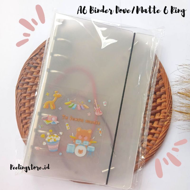 

6 Ring Binder A6 Matte Aesthetic Binder Transparant Dove