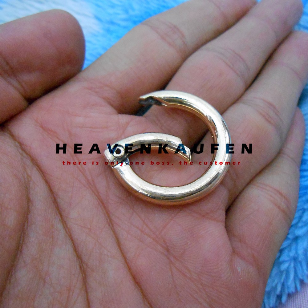 Ring Bulat Tas Model Buka - Tutup Warna Gold Muda Diameter 2 cm Tebal 4 mm