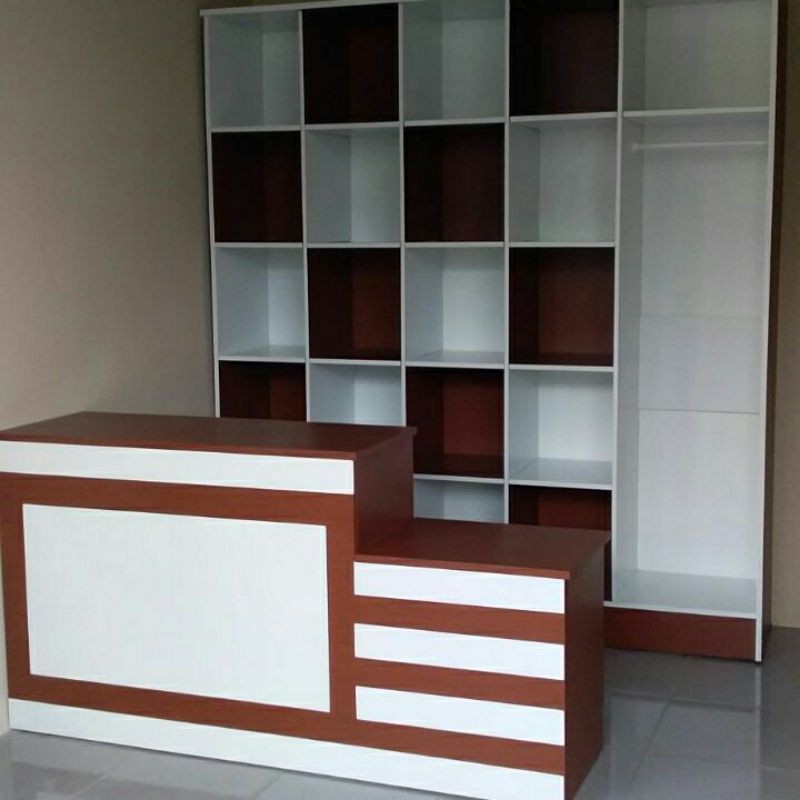 Rak Meja Kasir Laundry/Rak Plus Meja Kasir/Paket Rak Plus Meja Kasir Untuk Usaha Laundry Display