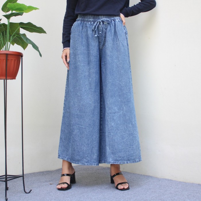 Terlaris Kia Jeans Kulot - Celana Jeans Kulot Panjang | Dosti Fashion - Snow dark jeans Standar Keren