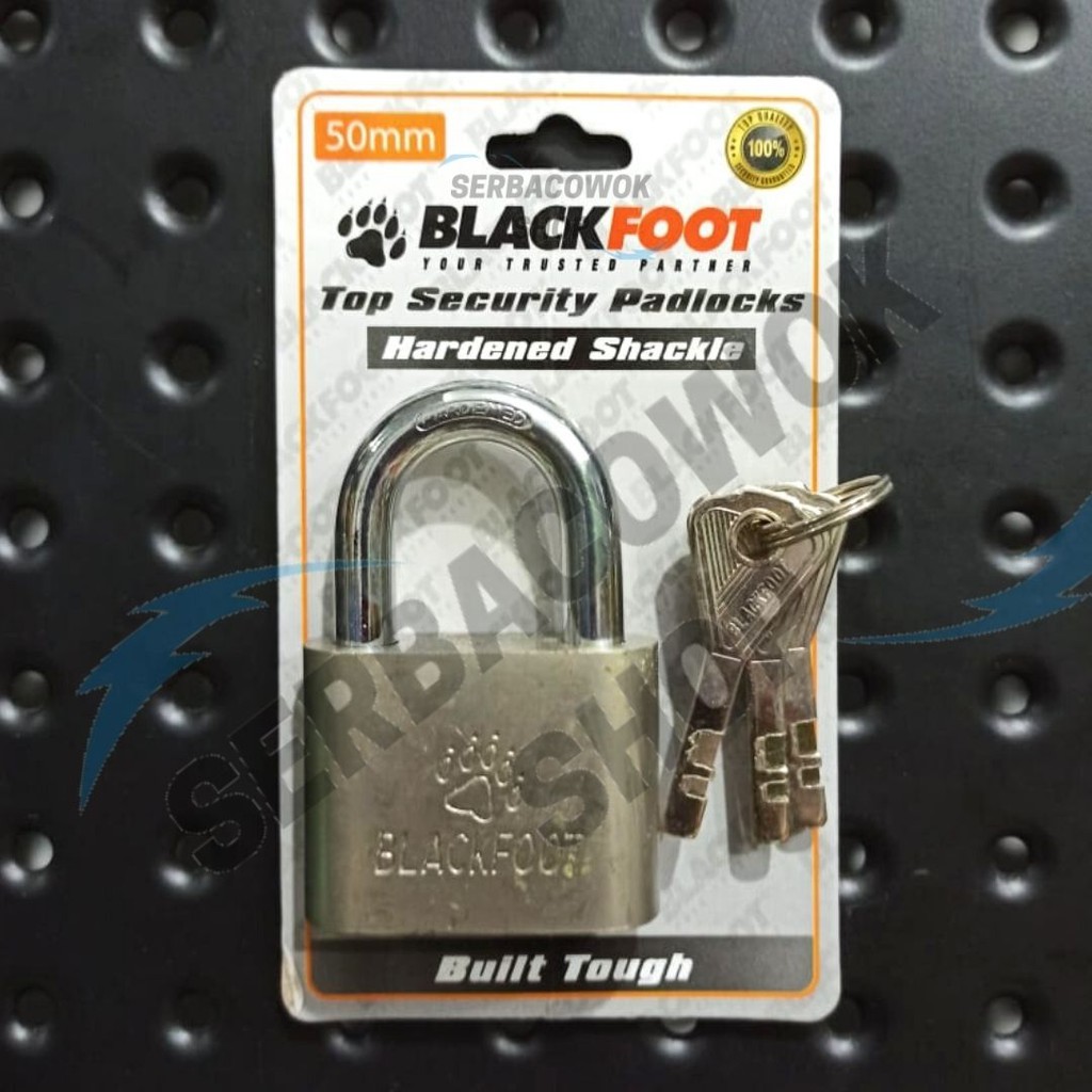Blackfoot Gembok Putih 50 mm Leher Pendek Chrome Gembok Pelor 3 Anak Kunci Gembok Anti Maling Murah
