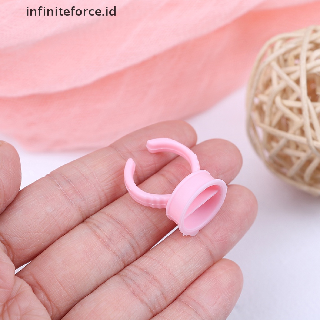 (infiniteforce.id) 100pcs / Set Cincin cup holder Tinta tattoo Permanen Sekali Pakai Untuk makeup / Kosmetik