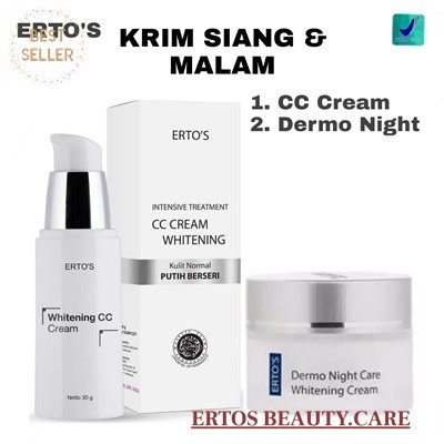 Ertos Paket Siang Malam Ertos Whitening Cc Cream Dermo Night Care Original Bpom Indonesia