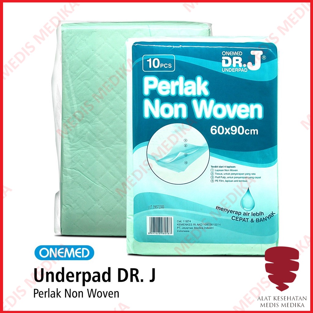 Underpad 60 x 90 Dr.J Onemed Alas Perlak Under Pad Popok Ompol Dr J 60x90 Dr. J 60x90cm Isi 10