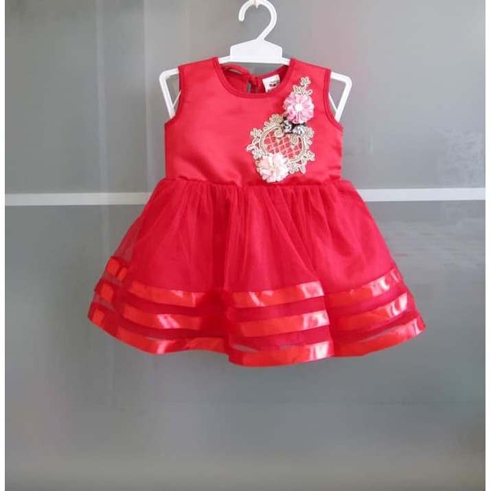 Dress Baju  anak Bayi  Perempuan Gaun  dres merah 6 7 8 9 10 