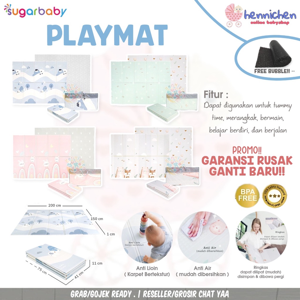 Sugarbaby / sugar baby Foldable Baby Playmat murah (Nature Series) / Playmat Lipat Anak / Karpet Lipat Bayi / Matras Bayi