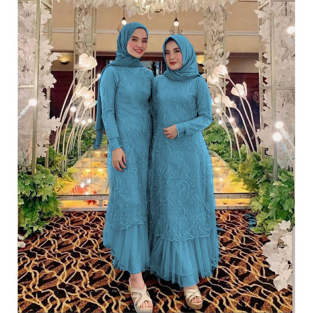 Pakaian Wanita Muslimah Terbaru 2022 Sumaya Geraldine Gamis Pesta/Baju Muslim Wanita Jumbo /Gamis Brukat Tile/ Gamis Kondangan Remaja Dewasa Fashion Muslim Premium-OCEAN