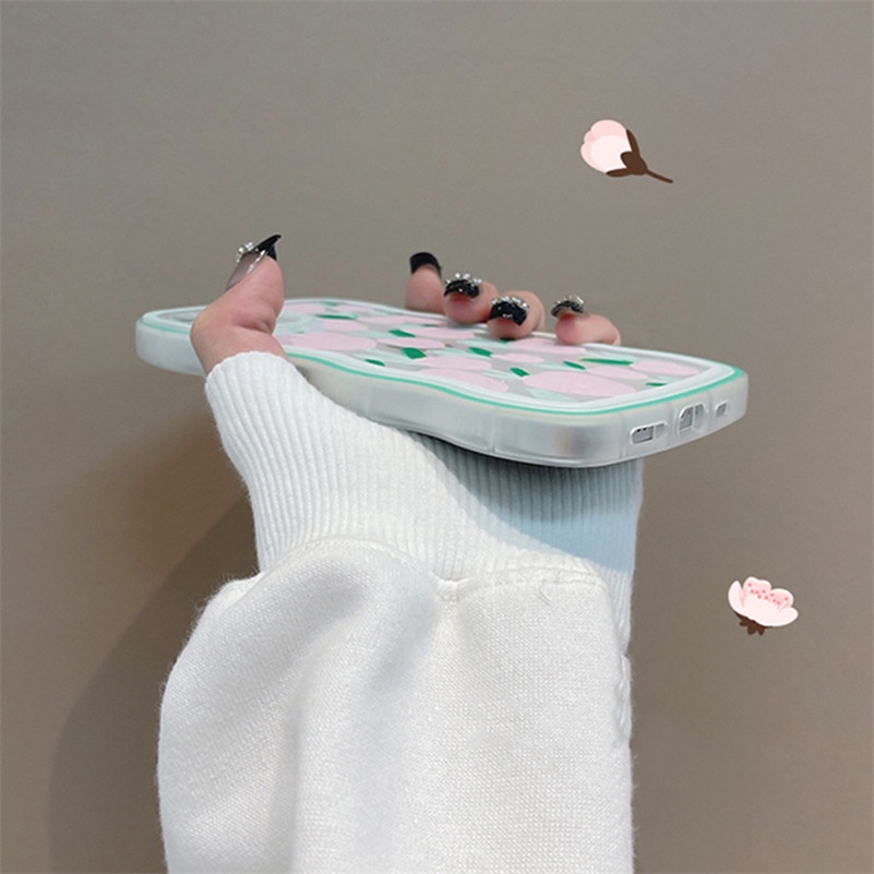 Soft Case Silikon Transparan Motif Bunga Pink Untuk iPhone 13 12 11 Pro Max X Xr Xs Max SE 8 7 6 6s Plus