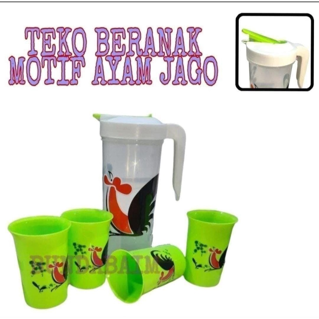 [COD] TEKO BERANAK AYAM JAGO 5 IN1 TEKO SET GELAS