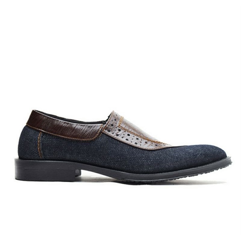 Sepatu Kerja Slip On Pria / Pantofel Semi Formal Cowok Kantoran WT-1 Kulit Jeans, 44