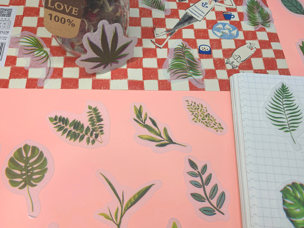 Plant leaves natural account stickers DIY personalized account decoration stickers and paper account stickers 40 pieces