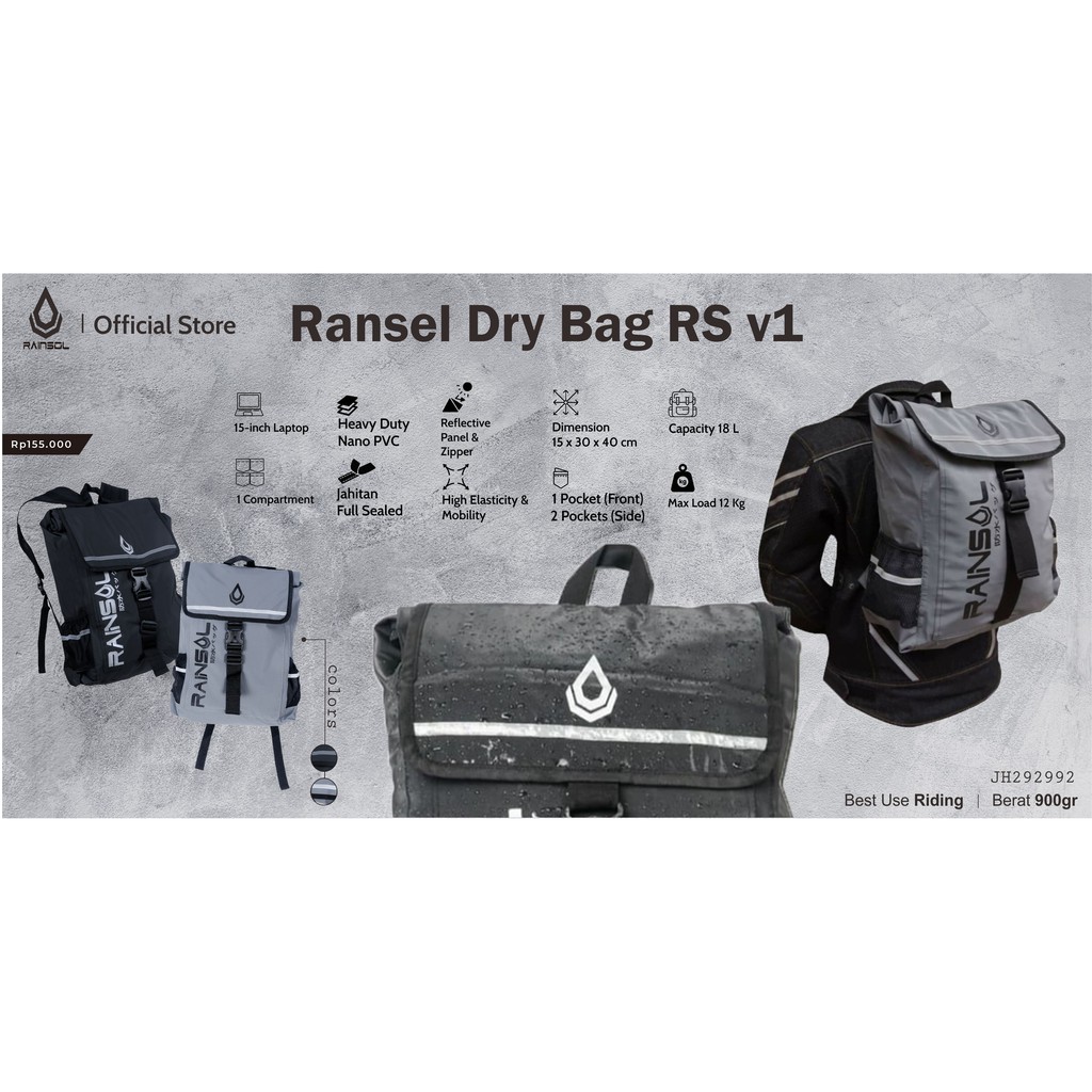 Rainsol Dry Bag RSv1| Ransel | Backpack | Tas Punggung 100% Waterproof