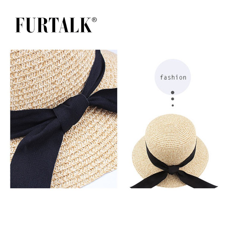 Furtalk SH020 Straw Hat Topi Pantai Rajut Panama Fedora Jerami