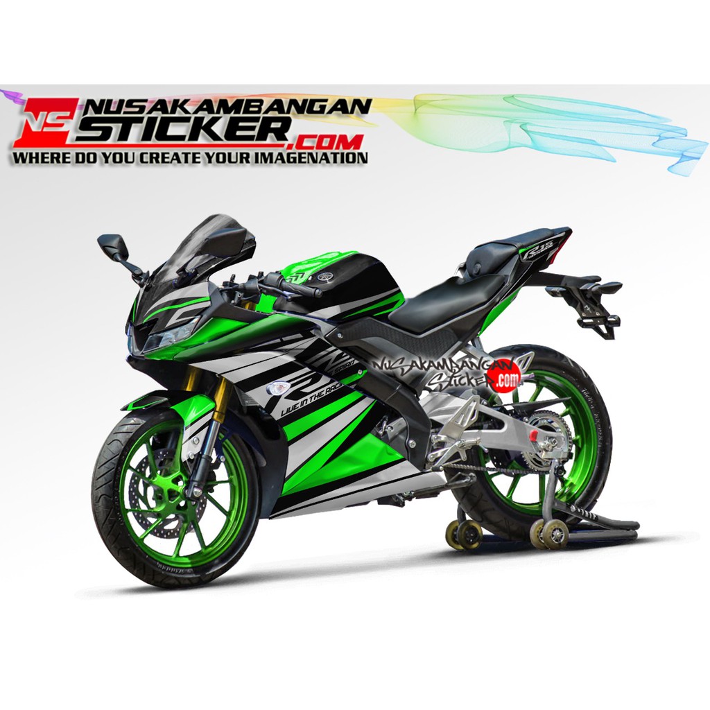 Decal Stiker R15 V3 VVA 155 - Grafis Hitam Hijau 01