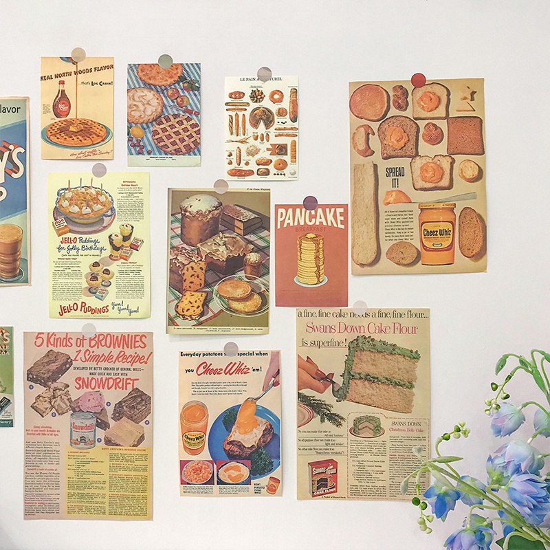 【COD Tangding】INS Vintage Poster Gourmet Bread Background Wall Decoration Card