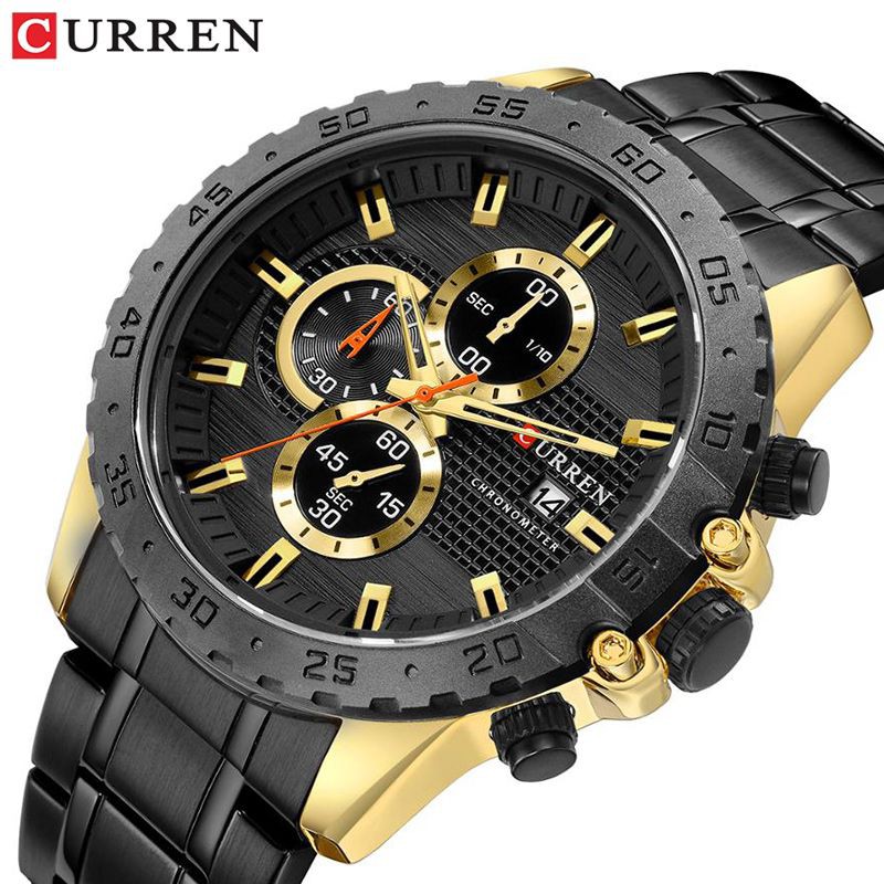 CURREN 8334 Jam Tangan Pria Analog Stainless Steel Chronograph Aktif WATCHKITE WKOS