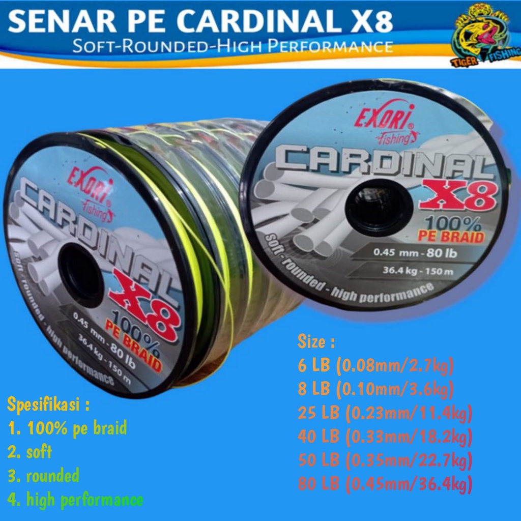 pe exory cardinal x8 6lb 8lb 25lb 40lb 50lb 80lb