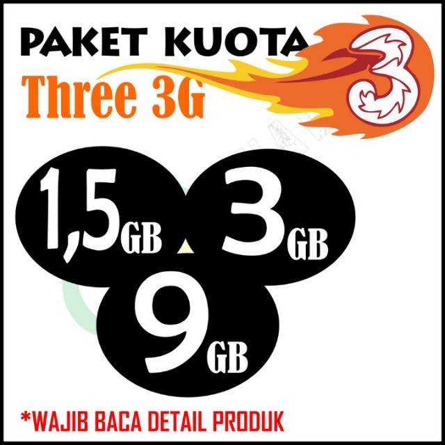 PAKET KUOTA VOUCHER THREE 1.5GB 3GB TRI