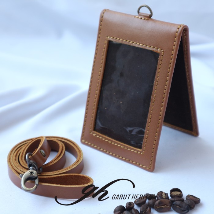 

ID Card Holder Kulit Name tag kulit 2 muka magnet saku