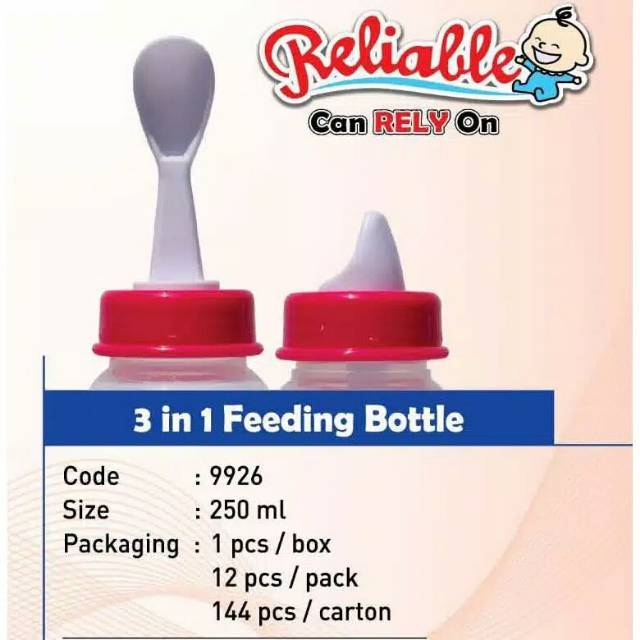 Botol Susu 3in1 reliable 250ml RAC 9926 BPA FREE Y1