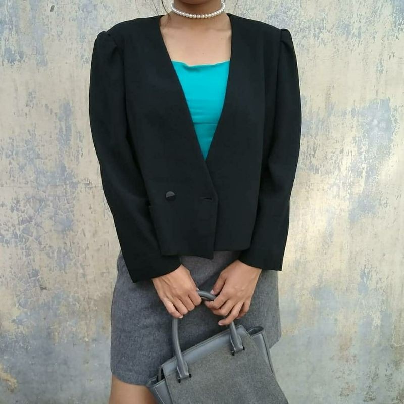 Blazer crop black double breast and lether jacket wilson