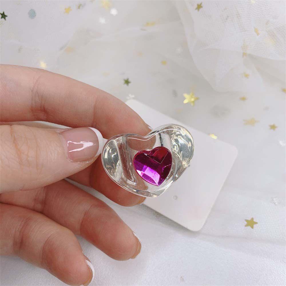 Mxbeauty Cincin Resin Tren Geometris Wanita Cinta Berlian Korea Perhiasan Fashion