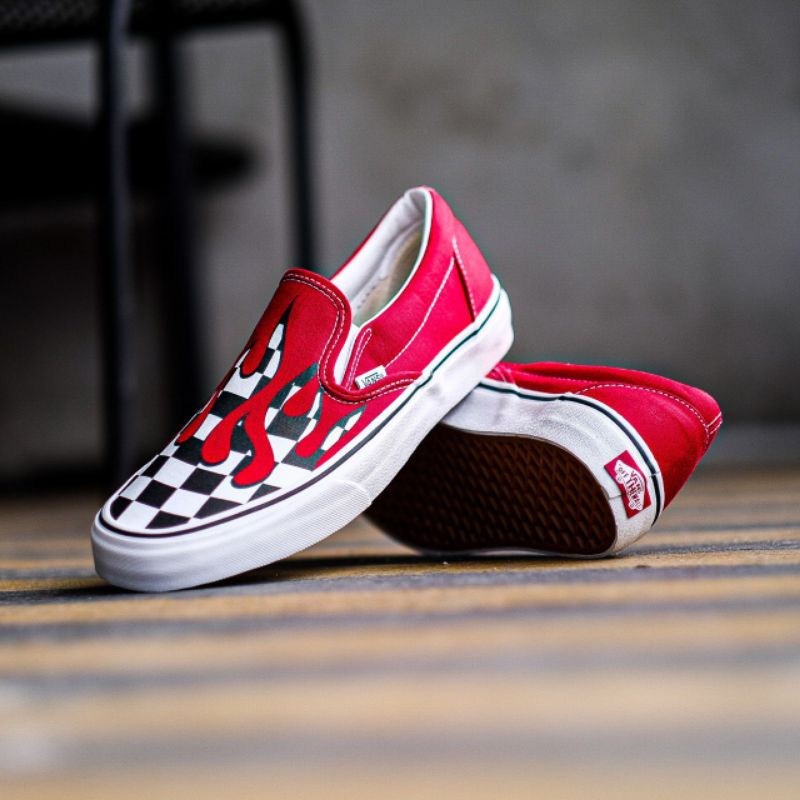 Vans Slip-On Checkerboard Flame Red