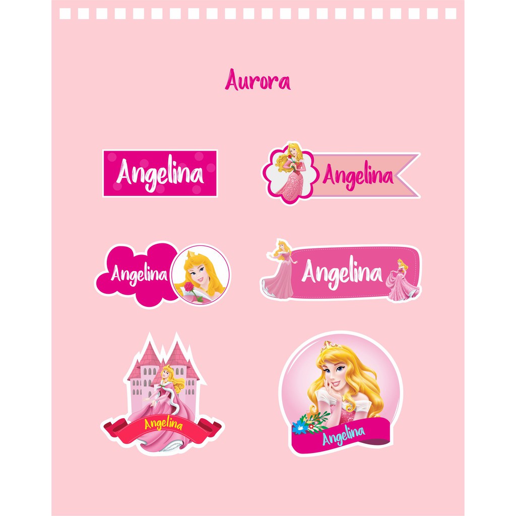 

192pcs Stiker Label Nama Lucu Kekinian Tahan Air & Anti Luntur untuk Anak Perempuan Aurora