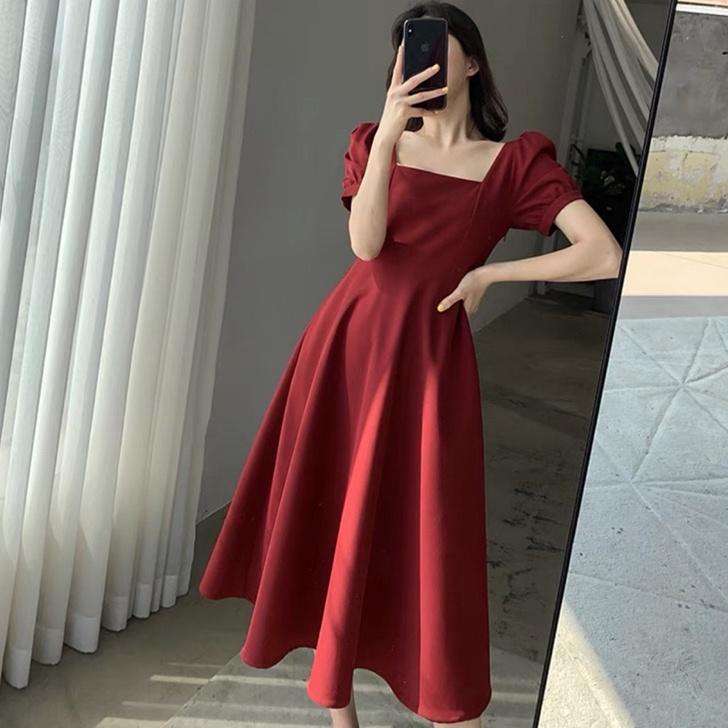 Modern.. EJ - U Neck Dress // Korean Party Dress Square Neck