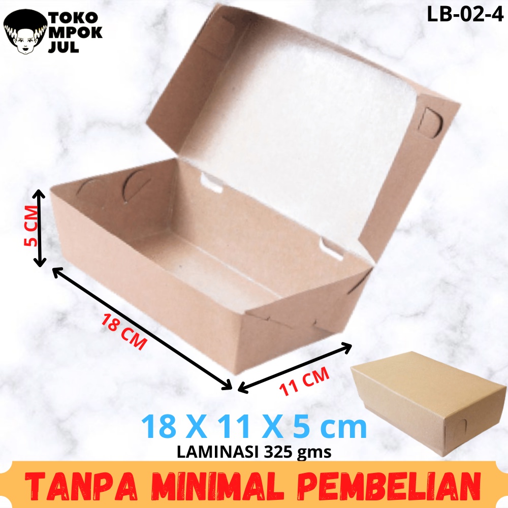 TANPA MINIMUM - Box Kotak Dus Kardus Lunch Box Nasi Goreng Spageti Mie Ayam Kentang 18x11x5 cm Lamin